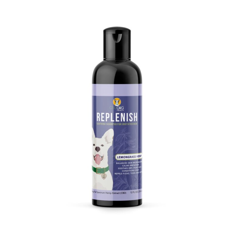 Replenish CBD Dog Shampoo natural shampoo for dogs with itchy skin allergies