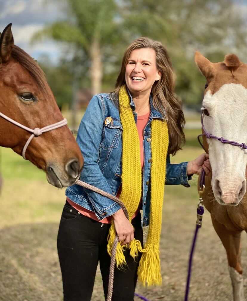CBD Dog Health founder Angela Ardolino with Horses