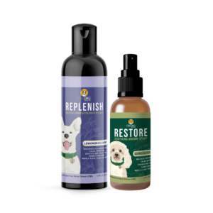 natural grooming duo bundle replenish cbd shampoo for dogs restore deodorizing spray for dogs natural grooming products for dogs pets